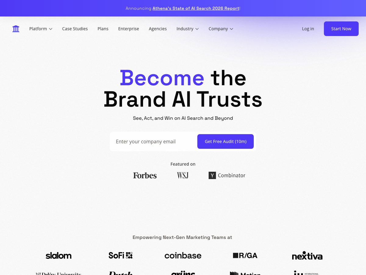 AthenaHQ website, July 2026