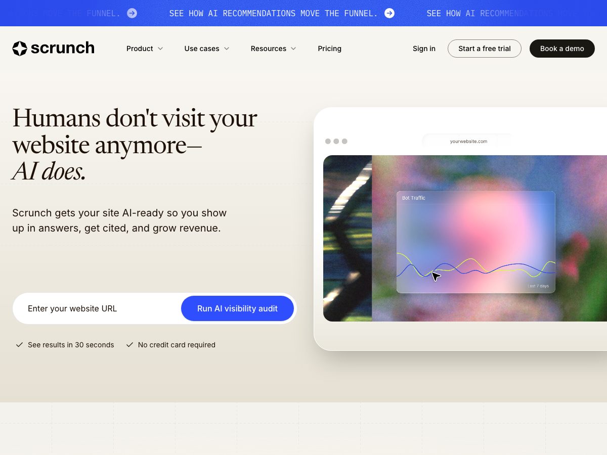 Scrunch website, July 2026